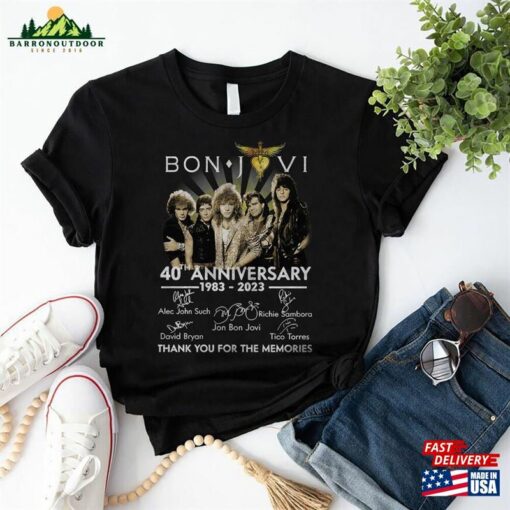 Bon Jovi 40Th Anniversary 1983 2023 Signatures T-Shirt Shirt Fan Gifts Hoodie