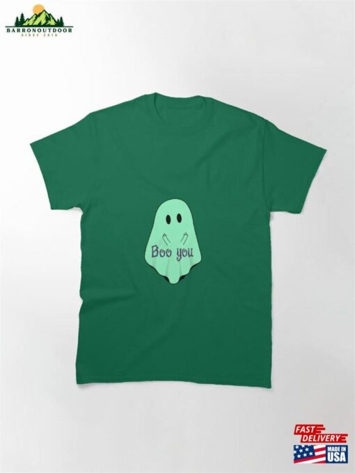 Boo You Ghost Flipping The Bird Green Classic T-Shirt Hoodie Unisex