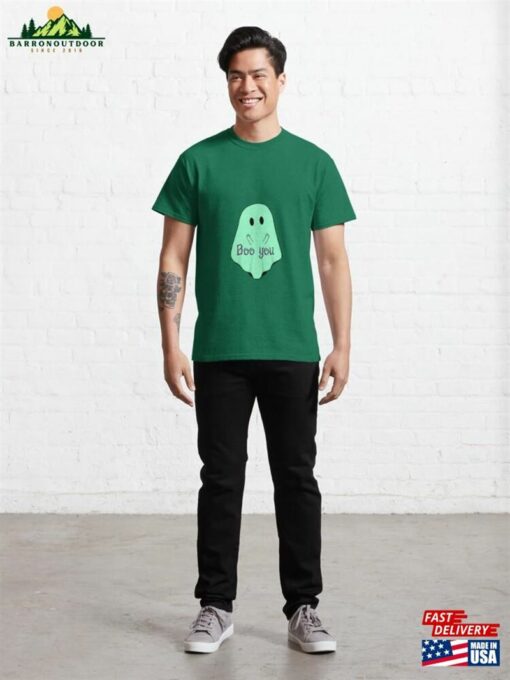 Boo You Ghost Flipping The Bird Green Classic T-Shirt Hoodie Unisex