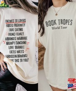Book Tropes World Tour Distressed Bookish Band Tee Grunge Literature Bookworm Gift Enemies To Lovers Reading Comfort Colors T Shirt Classic 2
