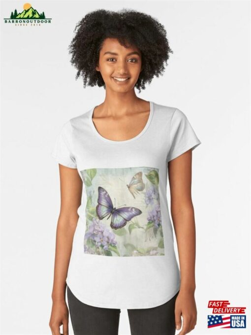 Botanical Grace Butterflies And Lilacs Premium Scoop T-Shirt Classic Sweatshirt