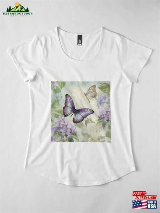 Botanical Grace Butterflies And Lilacs Premium Scoop T-Shirt Classic Sweatshirt