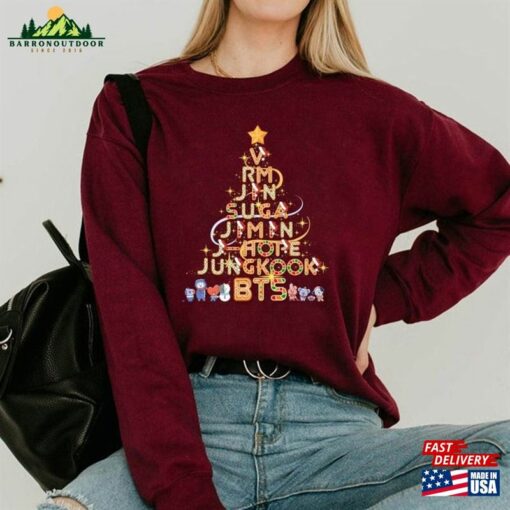 Bts Christmas Tree Sweater Kpop Bangtan Xmas Shirt Gift For Army Classic Sweatshirt