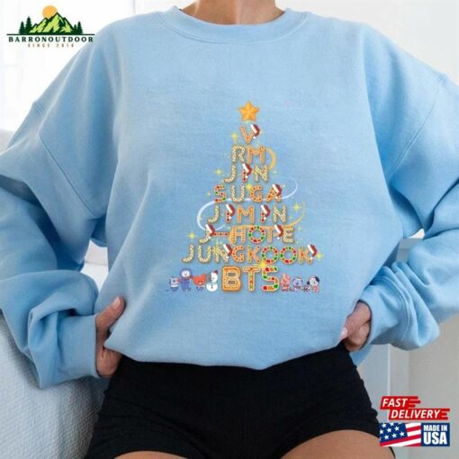 Bts Christmas Tree Sweater Kpop Bangtan Xmas Shirt Gift For Army Classic Sweatshirt