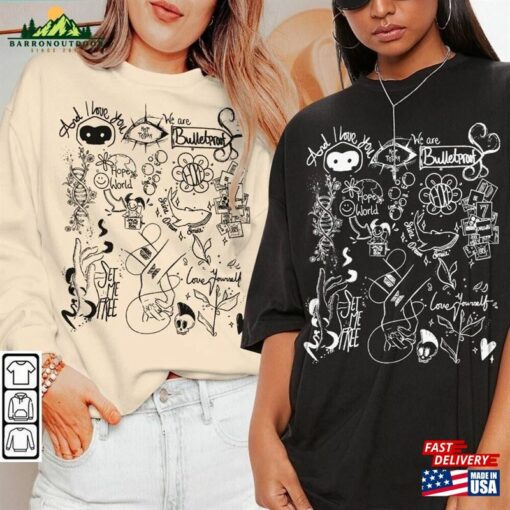 Bts Doodle Art Shirt Vintage Album Lyric Tattoo Sweatshirt Hoodie Tours 2023 Concert Da3005dt