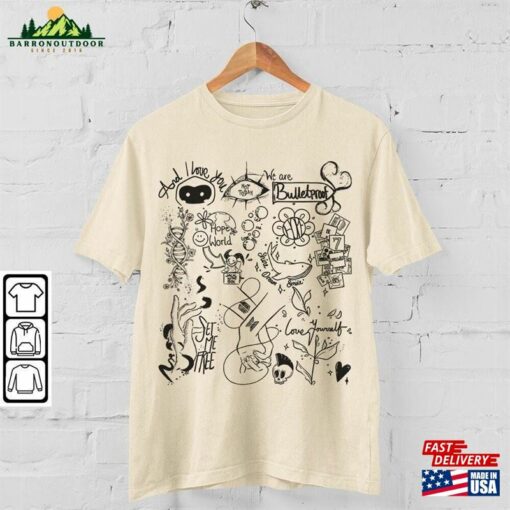 Bts Doodle Art Shirt Vintage Album Lyric Tattoo Sweatshirt Hoodie Tours 2023 Concert Da3005dt