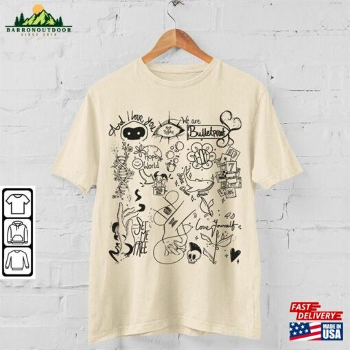 Bts Doodle Art Shirt Vintage Album Lyric Tattoo Sweatshirt Hoodie Tours 2023 Concert Da3005dt Classic T-Shirt