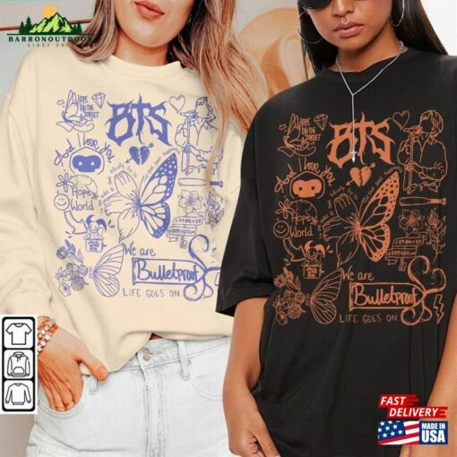 Bts Doodle Art Shirt Vintage Album Lyrics Tattoo Sweatshirt Hoodie Unisex