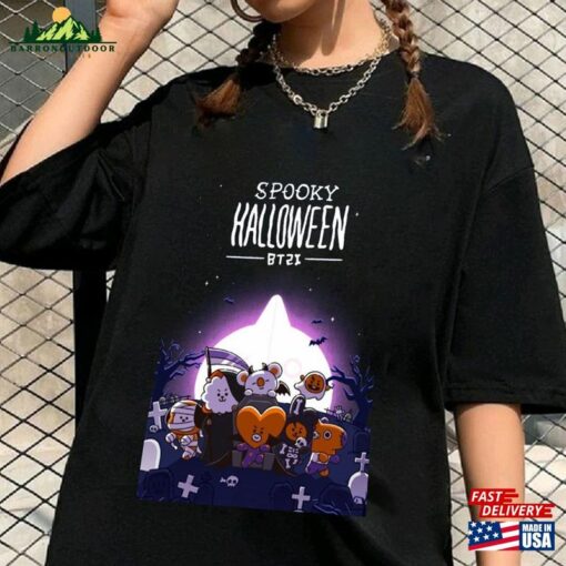 Bts Spooky Halloween Shirt Fanart Cute Bangtan Boys Sweatshirt Classic