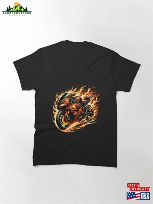 Burning Motorcycle Classic T-Shirt Sweatshirt