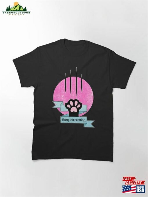 Busy Introverting Cat Paw Teal And Pink Classic T-Shirt Unisex Sweatshirt