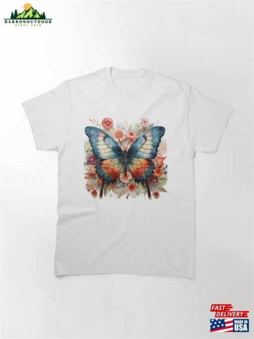 Butterfly Amp Flower Classic T-Shirt