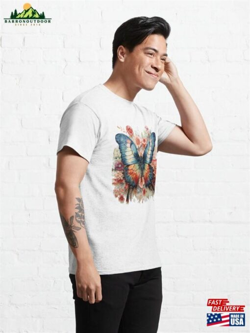 Butterfly Amp Flower Classic T-Shirt