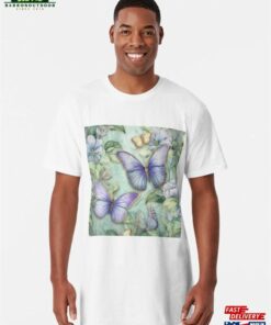 Captivating Butterfly Cluster On Blue Florals Canvas Art Long T-Shirt Hoodie Captivating Butterfly Cluster On Blue Florals Canvas Art Long T-Shirt Hoodie