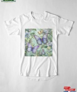 Captivating Butterfly Cluster On Blue Florals Canvas Art Long T-Shirt Hoodie 2 Captivating Butterfly Cluster On Blue Florals Canvas Art Long T Shirt Hoodie 3
