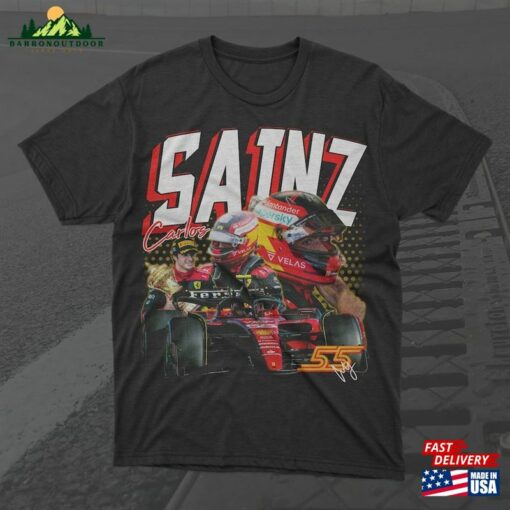 Carlos Sainz Formula 1 Graphic Racing T-Shirt F1 2023 Helmet Shirt One Tee Unisex