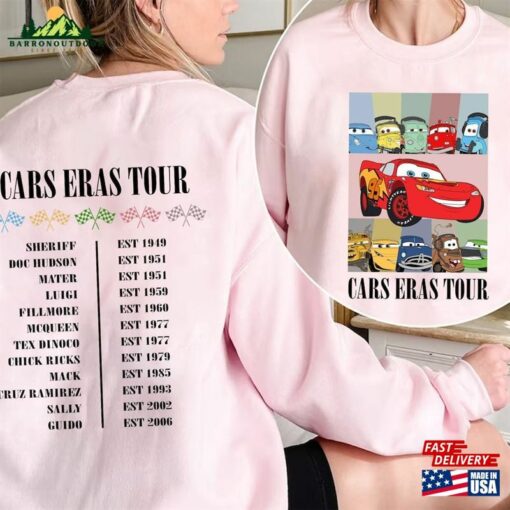 Cars Eras Tour Shirt Disney Characters Pixar Hoodie Unisex