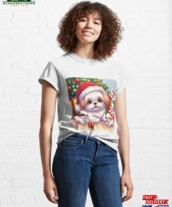 Cartoony Shihtzu Dad Celebrating Xmas With His Puppies Classic T-Shirt Hoodie 2 Cartoony Shihtzu Dad Celebrating Xmas With His Puppies Classic T Shirt Hoodie 3