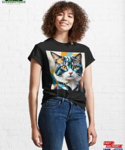 Cat Art Color Geometric Illustration Classic T Shirt Hoodie 1