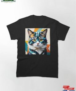 Cat Art Color Geometric Illustration Classic T Shirt Hoodie 2