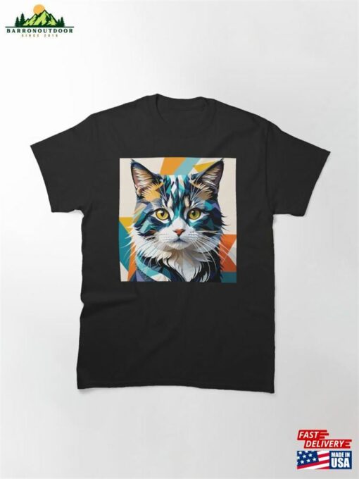 Cat Art Color Geometric Illustration Classic T-Shirt Hoodie