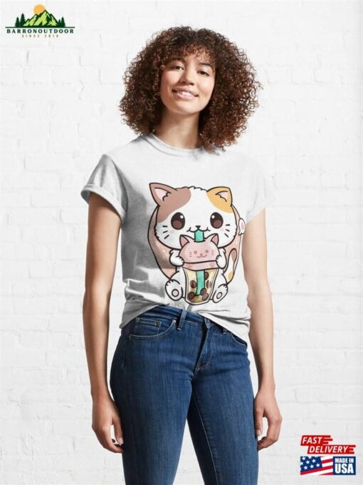 Cat Boba Tea Bubble Anime Kawaii Japanese Girls Teenager Classic T-Shirt