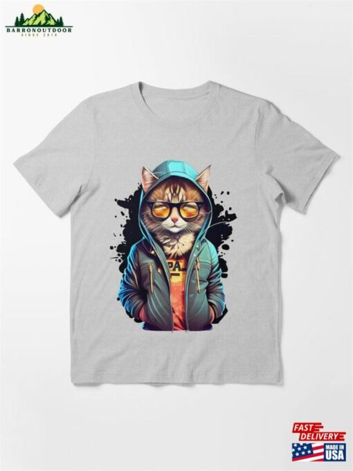 Cat Cool Cute Funny Kitten Cats Lover Sunglasses Vintage Essential T-Shirt Classic Unisex