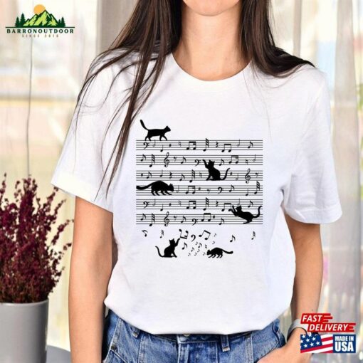 Cat Funny Music Notes T-Shirt And Lover Musician Tee Sweatshirt