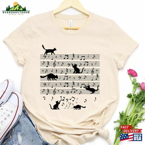 Cat Funny Music Notes T-Shirt And Lover Musician Tee Sweatshirt