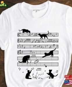 Cat Funny Music Notes T Shirt And Lover Musician Tee Unisex Sweatshirt 1