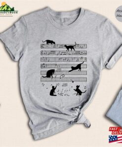 Cat Funny Music Notes T Shirt And Lover Musician Tee Unisex Sweatshirt 4