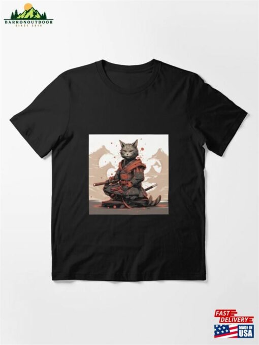 Cat Samurai T Shirts Essential T-Shirt Sweatshirt Classic