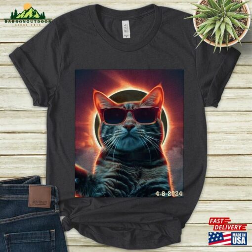 Cat Selfie With Solar 2024 Eclipse Wearing Glasses Shirt April 8Th Event Sweatshirt Classic