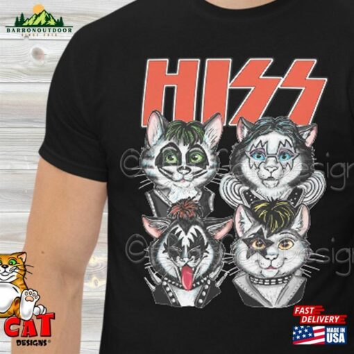 Cat T-Shirt Hiss Cats Making A Parody Of Kiss Rock And Roll Stars Sweatshirt Classic