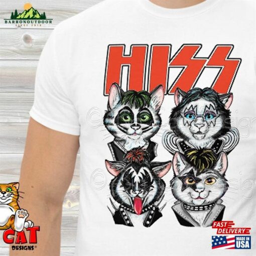 Cat T-Shirt Hiss Cats Making A Parody Of Kiss Rock And Roll Stars Sweatshirt Classic