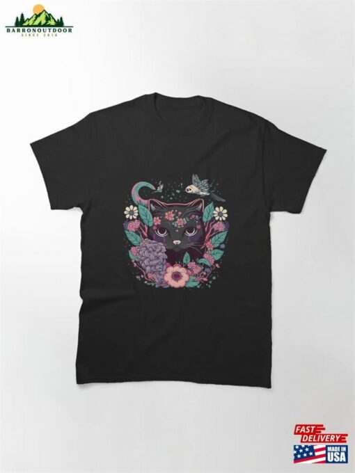 Cat With Flowers Classic T-Shirt Unisex