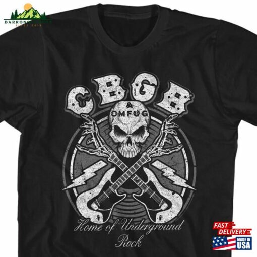 Cbgb Amp Omfug Home Of Underground Rock Skull Guitars Black Shirts Sweatshirt Unisex