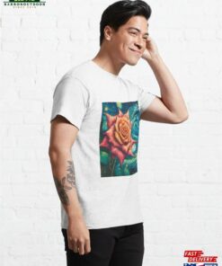 Celestial Rose Painting Pink Starry Night Classic T-Shirt 3 Celestial Rose Painting Pink Starry Night Classic T Shirt 4