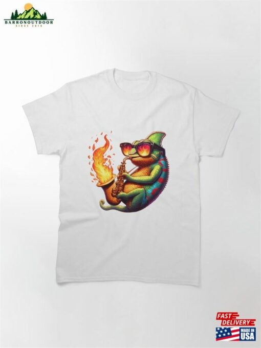 Chameleon In Flames Exclusive Print Of The Stylish Saxophonist Classic T-Shirt Sweatshirt Hoodie