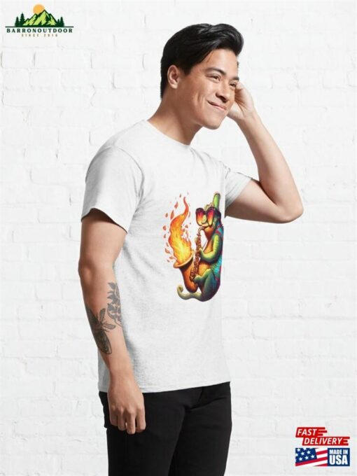 Chameleon In Flames Exclusive Print Of The Stylish Saxophonist Classic T-Shirt Sweatshirt Hoodie