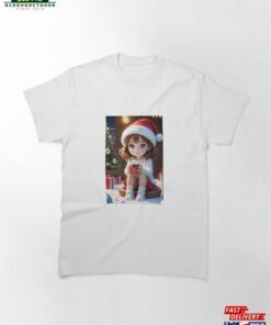 Charming Little Girl In Christmas Attire Classic T Shirt Hoodie Unisex 2