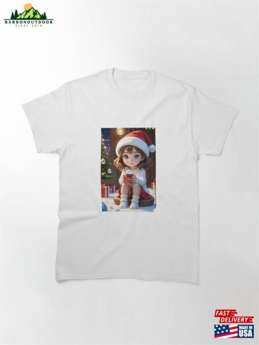 Charming Little Girl In Christmas Attire Classic T-Shirt Hoodie Unisex