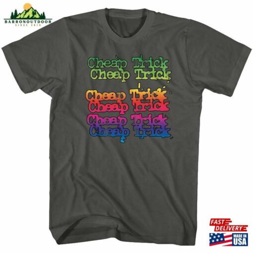 Cheap Trick Rainbow Stacked Logo Smoke Adult T-Shirt Hoodie Unisex