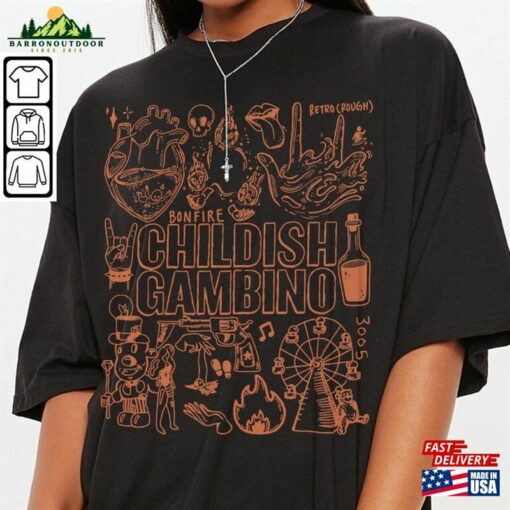 Childish Gambino Doodle Art Shirt Vintage Lyrics Tattoo Design Tour Concert 2023 V1 Da3105dt Classic Hoodie