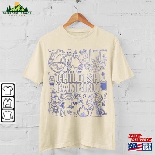 Childish Gambino Doodle Art Shirt Vintage Lyrics Tattoo Design Tour Concert 2023 V1 Da3105dt Classic Hoodie