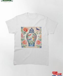 Chinoiserie Jar With Birds And Flowers Watercolor Classic T-Shirt Sweatshirt