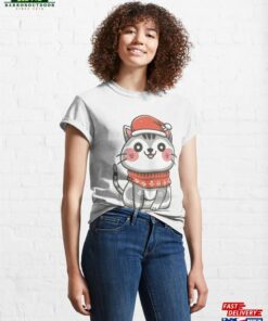 Christmas Cat In Red Hat Classic T-Shirt Hoodie Unisex Christmas Cat In Red Hat Classic T-Shirt Hoodie Unisex