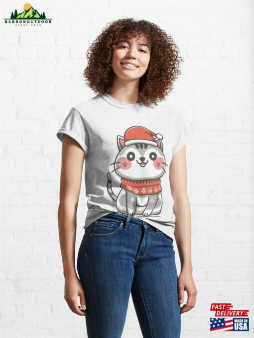 Christmas Cat In Red Hat Classic T-Shirt Hoodie Unisex