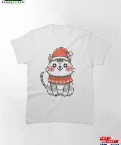 Christmas Cat In Red Hat Classic T-Shirt Hoodie Unisex