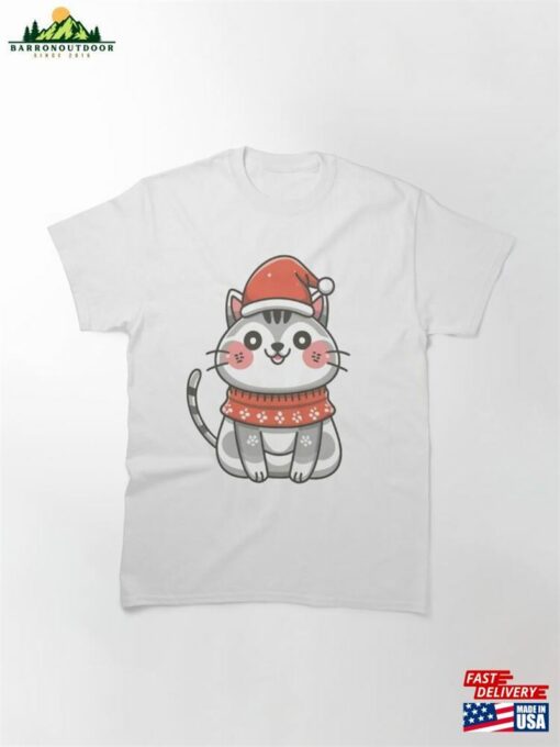 Christmas Cat In Red Hat Classic T-Shirt Hoodie Unisex